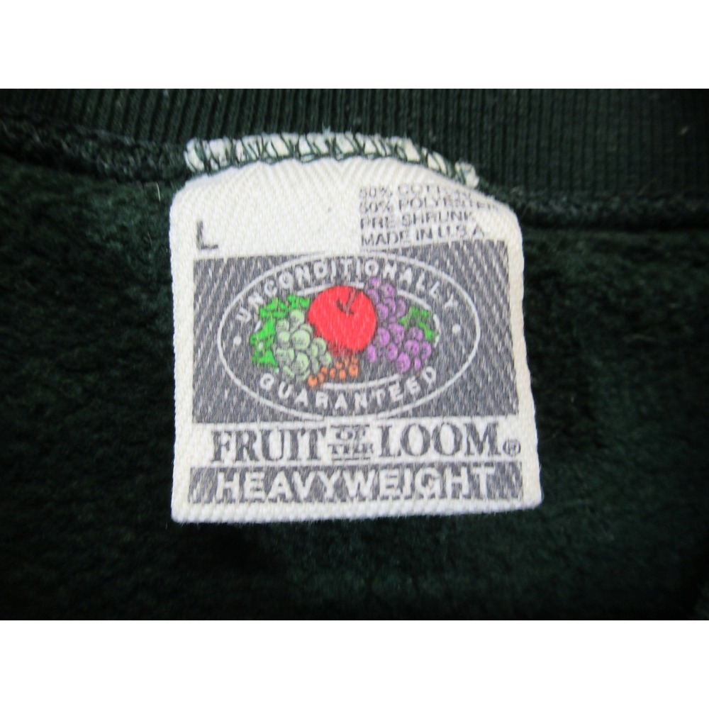 Vtg Fruit of the Loom Heavyweight Crewneck Sweatshirt Men L Green Plain Blank - Picture 2 of 4